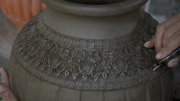 Carving clay for make earthenware. Stock Footage 85922688