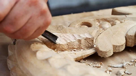 Carving, close-up, tool Stock Footage 63567306