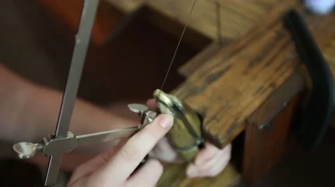 Carving Handcrafted Ring with Wire Tool Video stock 65887046