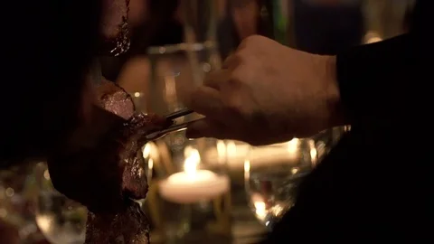 Carving Meat Stock Footage 129622928