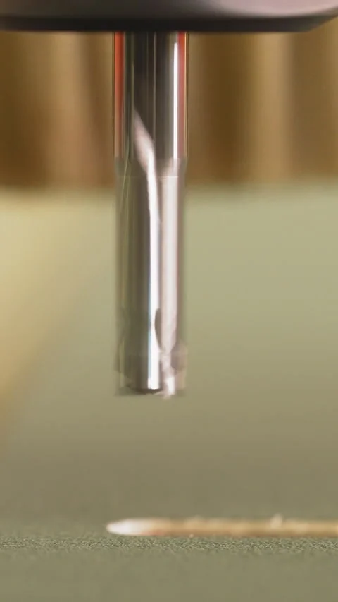 Carving pattern on wooden sheet with small drill at factory 스톡 동영상 309053405