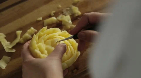 Carving of Pineapple Rose Stock Footage 50914784