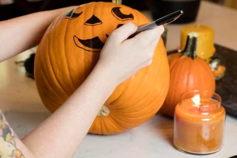 Carving a Pumpkin Stock Photos