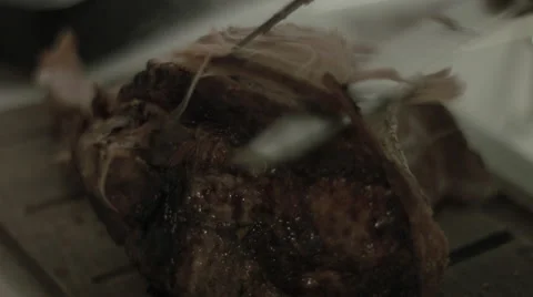 Carving Roast Pork Stock Footage 52107848