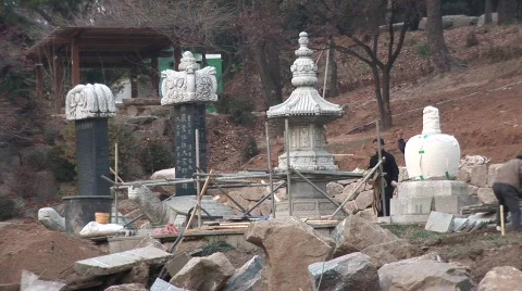 Carving sculptures, Korea Stock Footage 291632