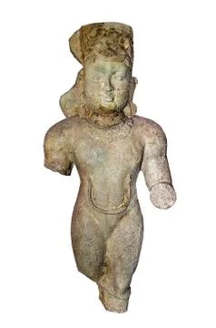 Carving stone of deva isolated on white background Stock Photos