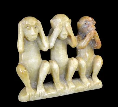 Carving of the three monkeys Stock Photos