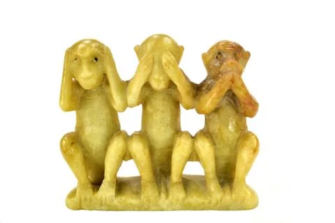 Carving of the three monkeys Stock Photos