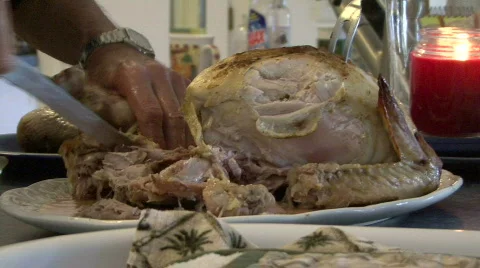 Carving The Turkey 6 Stock Footage 293243