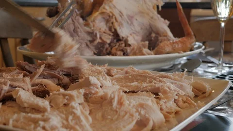 Carving the Turkey Stock Footage 121481982