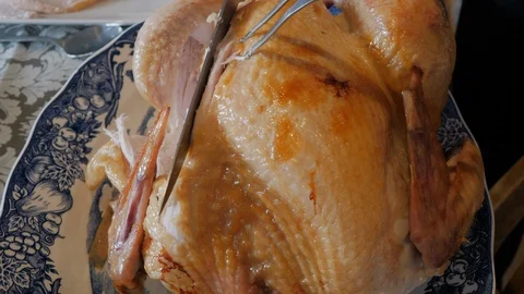 Carving the Turkey Stock Footage 121483435