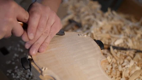 Carving a Violin / Making a Violin Stock Footage 108116334