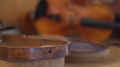 Carving a Violin / Making a Violin Stock Footage 108116373