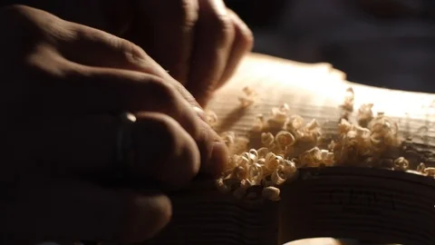 Carving a Violin / Making a Violin Stock Footage 108117724