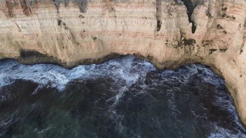 Carvoeiro cliffs sunset aerial Video stock 321425642