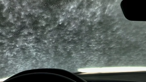 Carwash with Foam - inside Car view Stock Footage 91379853