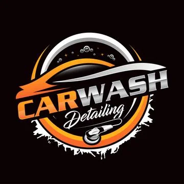 Carwash logo design with buffer washer template Stock Illustration