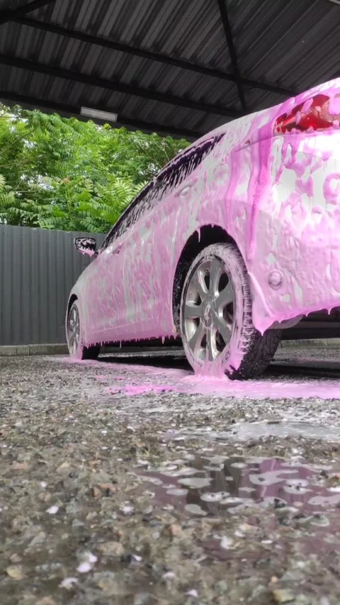 CarWashPinkFoam Stock Footage 336580937