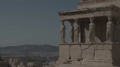 Caryatides Acropolis Of Athens 库存影片 219780319