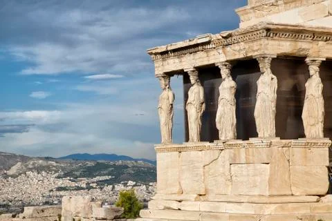 Caryatids at erechtheum Stock Photos
