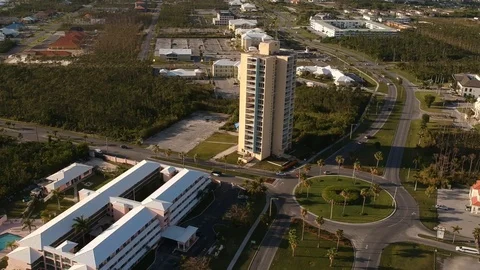 Casa Bahamas Tower Dominating Freeport Grand Bahama Skyline, Aerial View Stock Footage 89447178