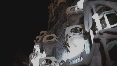 Casa Batllo Amazing Lights Pan Video stock 120801249