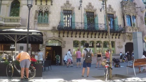 Casa Batllo facade designed by Gaudi in Barselona, Spain. Video stock 78462732