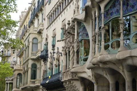 Casa Batllo, Gaudi, de costado close up Stock Photos