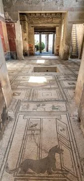 Casa del criptoportico(House of the Cryptoporticus) - Cave Canem Beware of th Stock Photos