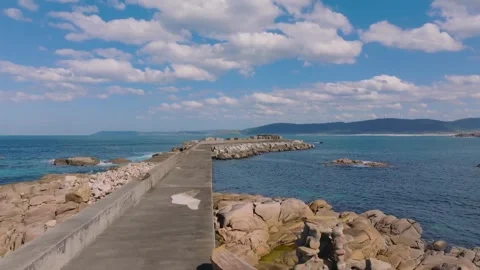 Casa do Aleman de Camelle - Breakwater In Camelle Stock Footage 270710477
