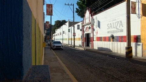 Casa Sauza Distillery in a Tequila Mexico Street Stock Footage 92384394