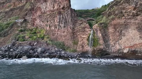 Cascada do mito from aerial view Stock Footage 263099567