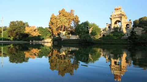 The Cascada Monumental in the Parc de la Ciutadella in Barcelona, Spain Stock Footage 118980424