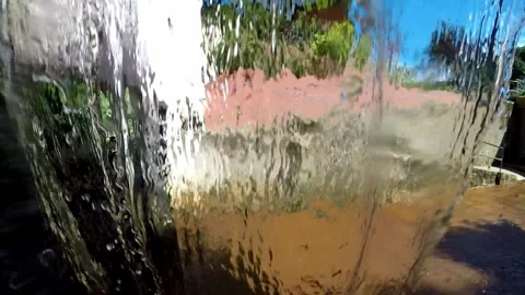 Cascade of artificial water at Balneário Olivença in Ilhéus, Bahia, Brazil. Stock Footage