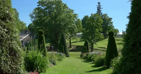 The cascade "Chess mountain" in the Eastern part of the lower garden. Petergof Stock Footage 62877136
