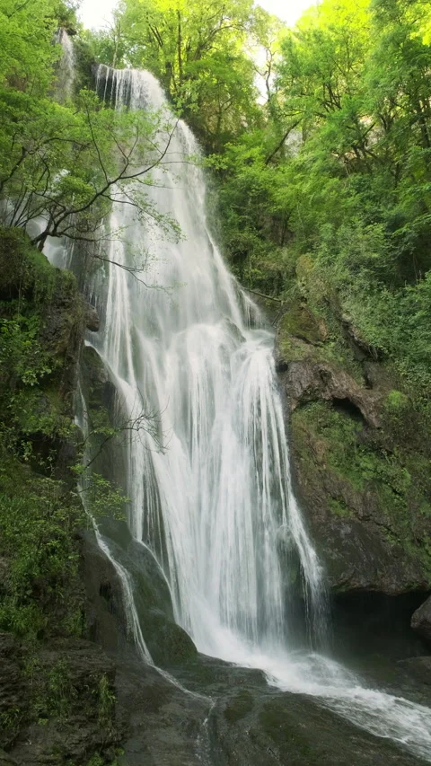The Cascade d'Autoire waterfall near Autoire France Stock Footage 286112686