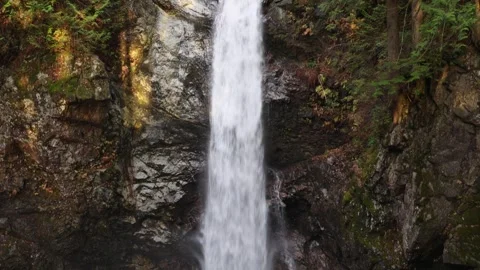 Cascade falls, camera tilts up to capture the waterfall Stock Footage 257120204