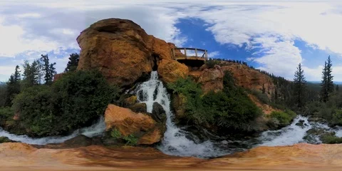 Cascade Falls Utah 360 VR Waterfalls Dixie National Forrest Stock Footage 79691333