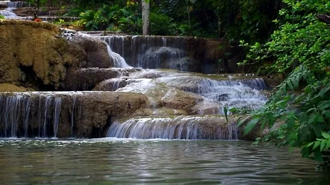Cascade flow of Kao Fu Waterfall 스톡 동영상 72941414