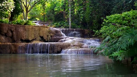 Cascade flow of Kao Fu Waterfall Video stock 72941479