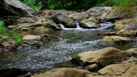 Cascade flow of Mae Sa Waterfall Stock Footage 74625885