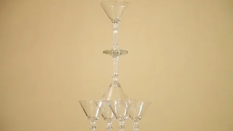 Cascade glasses for Champagne Stock Footage 69860480