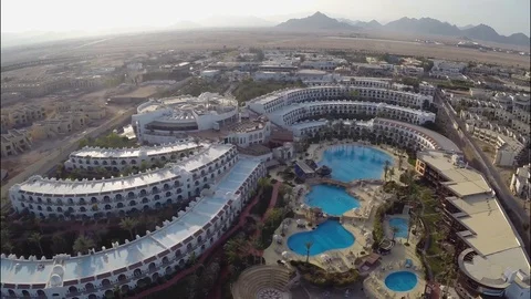 Cascade hotel on the beach in Egypt. first line at an empty hotel Stock Footage 126732605