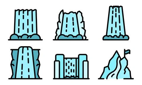 Cascade icons set vector flat Stock Illustration