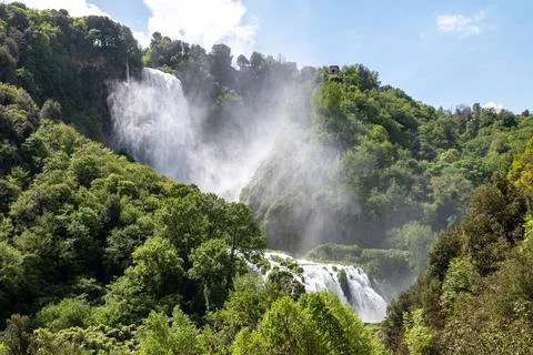 Cascade of marmore open to full flow Stock Photos