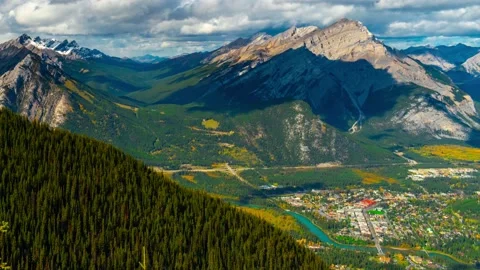 Cascade Mountain Overlook of Sulfur Mountain City Of Banff Time Lapse 4K Stock Footage 134220862