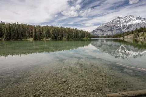 Cascade Mountain Reflected in Johnson Lake Stock Photos