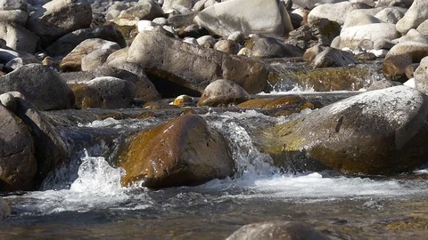 Cascade of a mountain river Stock Footage 85598794