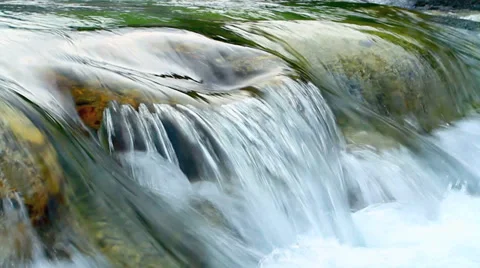 Cascade in the mountain river, with sound. Stock Footage 39724591