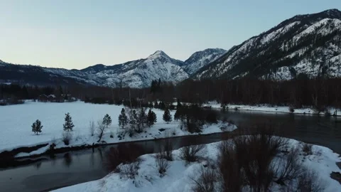 Cascade Mountains and Wenatchee River at Sunrise Stock Footage 187791513